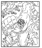 coloriage hulk poing en avant